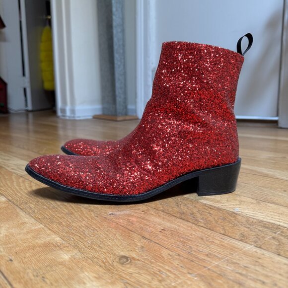 Red Glitter Boot with Heel Size 40 main image 2